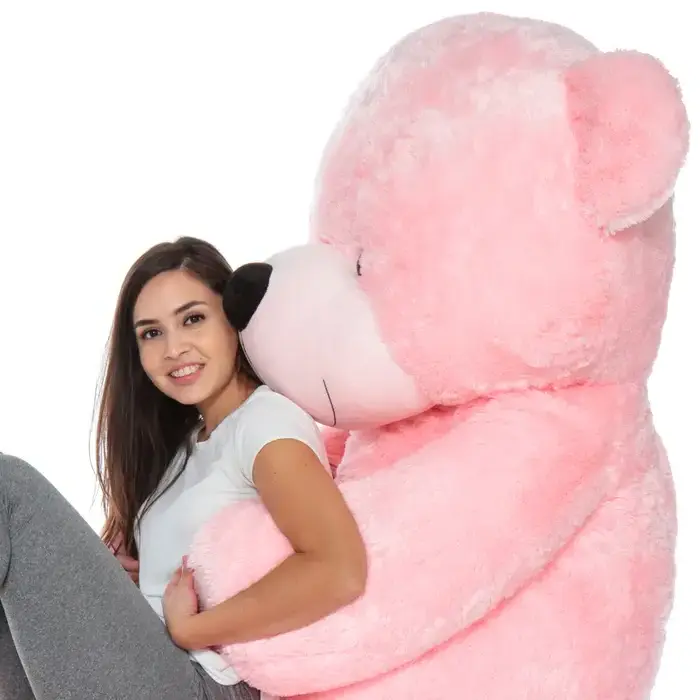 Niuniu Daddy Free Shipping Pink Cuddly Giant 200cm Unstuffed Plush Toys Teddy Bear with Bow Skin