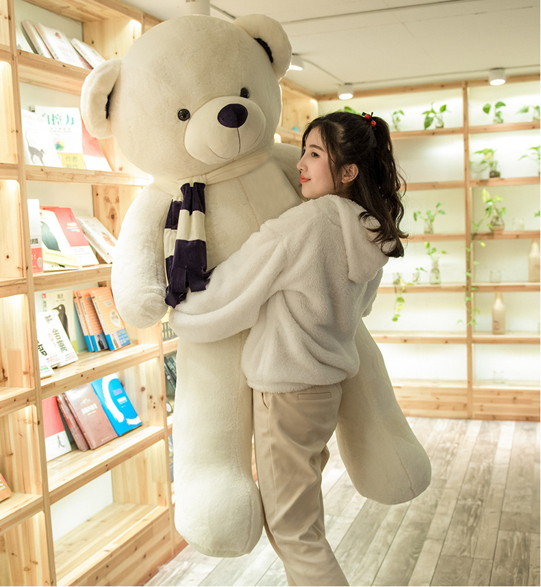 Niuniu Daddy 140cm Giant Teddy Bears Skin Scarf Bear Filling Nose Plush Fabric Cony Fur No lint- free Animal Soft Unstuffed Toy