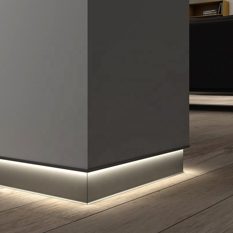 Custom Modern Flooring Baseboard Lighting Profile Recessed Aluminum Skirting Board with LED Light