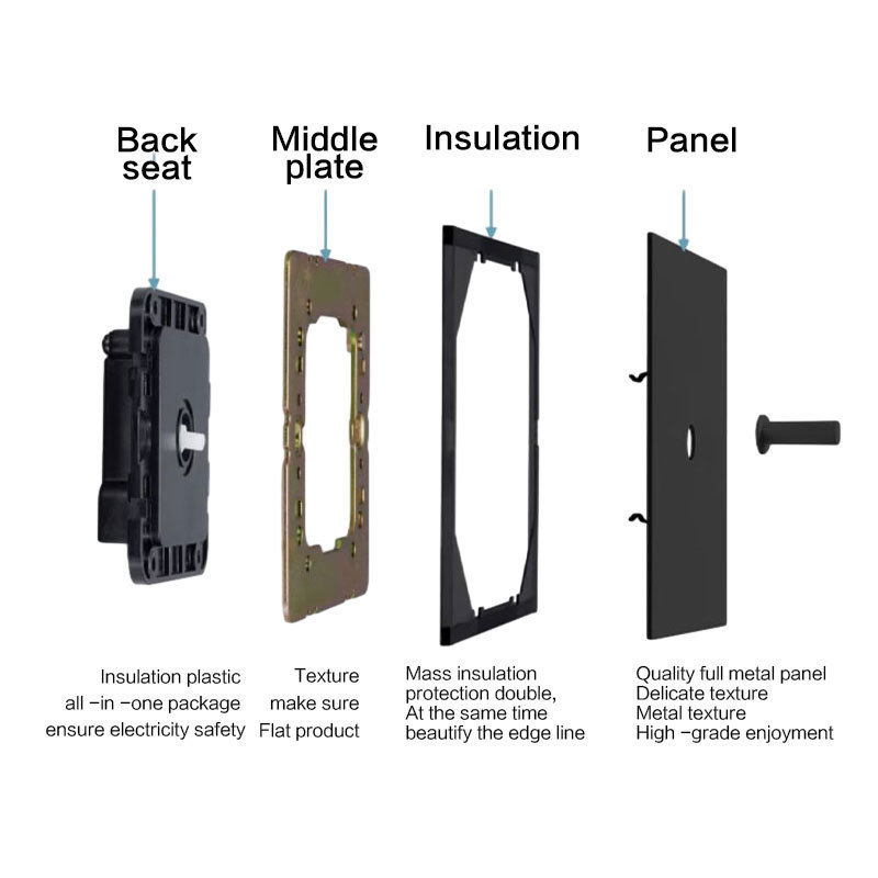 Classic metal Black Wall switch 220V 1/2/3/4 Gang 2 Way toggle light switch for home hotel UK standard Socket