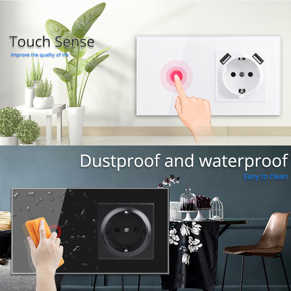 Electrical Wall Light Switch Waterproof Socket 1 Gang 1 Way On/Off Touch Switch +1 Position Empty Frame