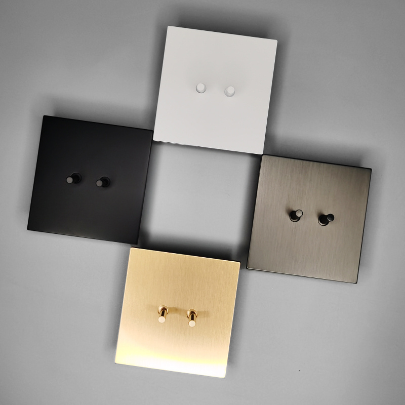 Toggle brass Light Switch Retro Wall Power Lever Lamp 1-4 Gang 2 Way Matte Frame switches and socket