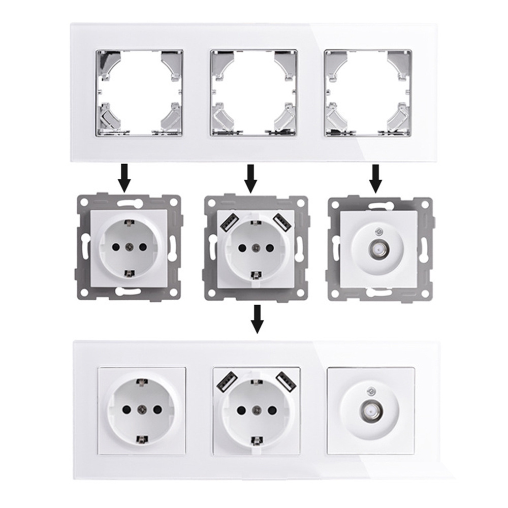 Electrical Wall Light Switch Waterproof Socket 1 Gang 1 Way On/Off Touch Switch +1 Position Empty Frame