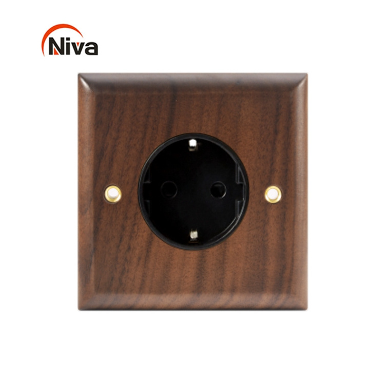 Wood panel 16a Electric Power UK US Home Hotel Electrical Wall Light Switch Socket With Indicator