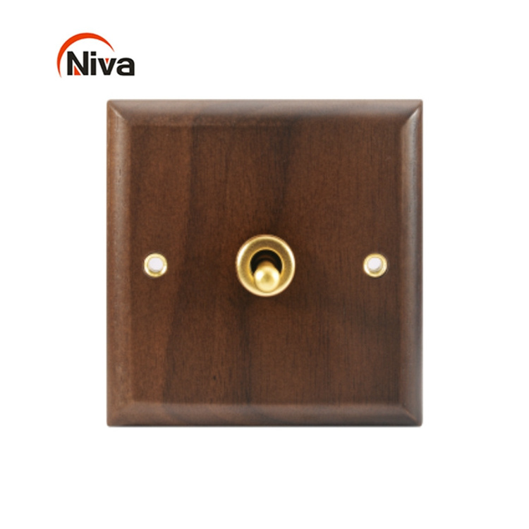 Best Selling Black Walnut Gold Toggle Modern Wall Switch Smart Home System 3 gang 2 way toggle switch