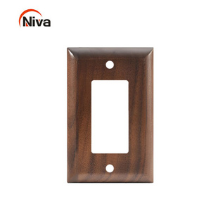 American black walnut solid wood retro switch panel brass dial lever  personality creative art switch panel outlet covers