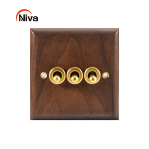 Best Selling Black Walnut Gold Toggle Modern Wall Switch Smart Home System 3 gang 2 way toggle switch