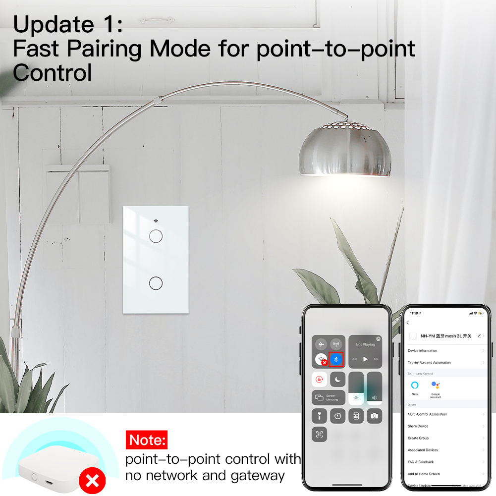 Automation Light Switch Control 2 Gang Smart Touch Switch Interruptor Wifi Wall Switches For Smart Home With Zigbee