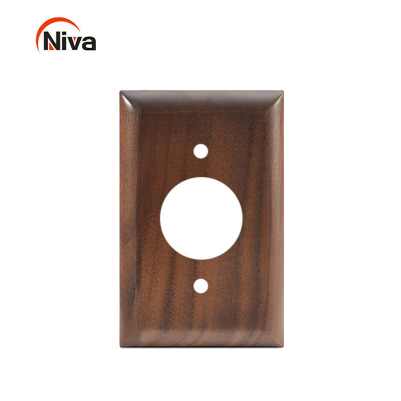 American black walnut solid wood retro switch panel brass dial lever  personality creative art switch panel outlet covers