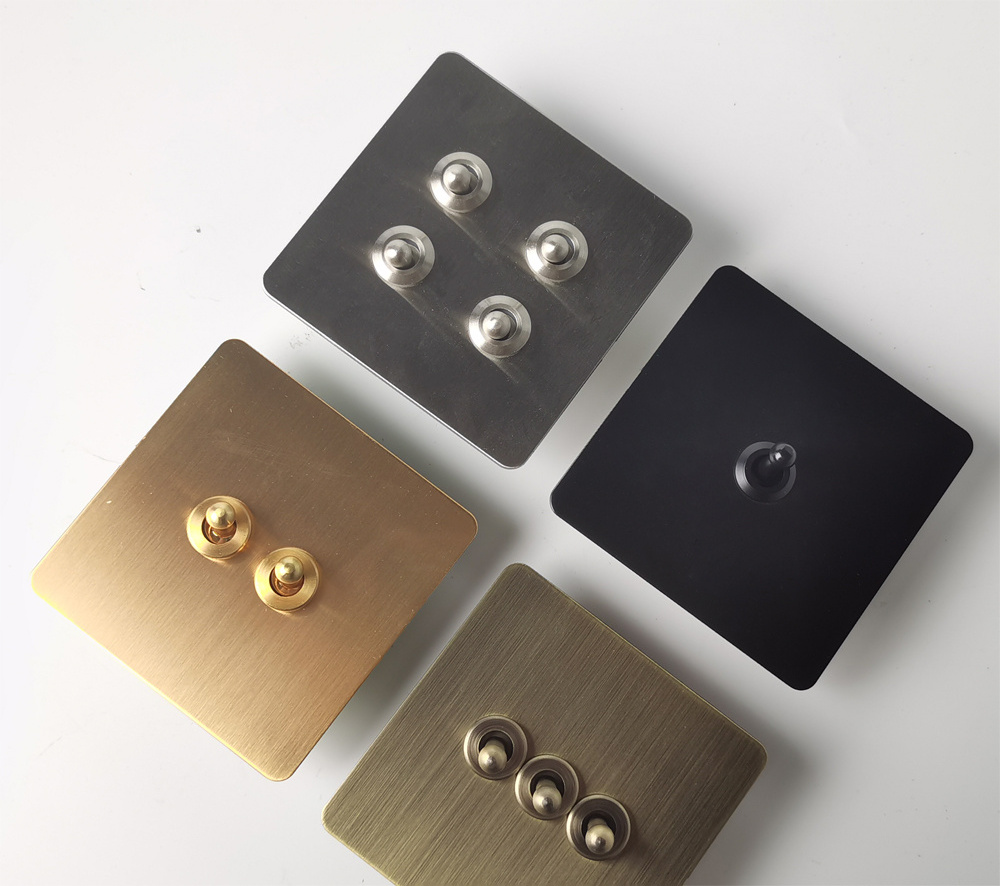 Electric accessories brass light switches metal panel vintage toggle switch and home sockets