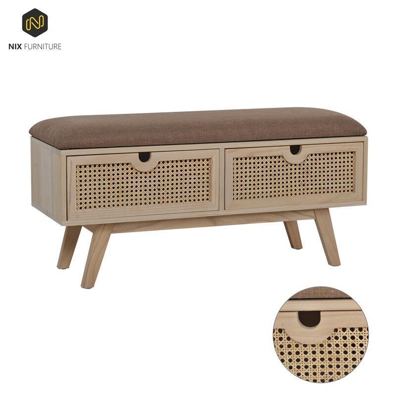 Home Furniture Nordic Luxury Solid Wood Real Rattan Shoes Rack Cabinet