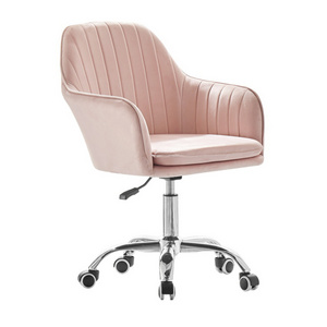 Ergonomic Wheels Pink Velvet Swivel Office Chair