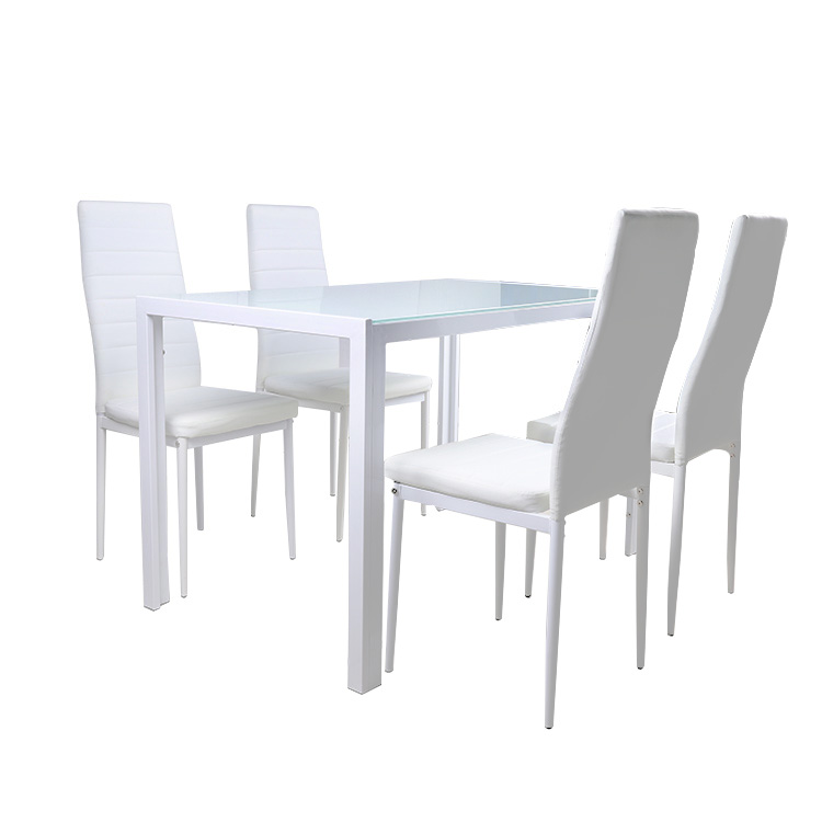 Hot Selling Cheaper Dining Room Furniture Glass Table Top PU Chair  4 Seaters dining table sets. table a manger complet