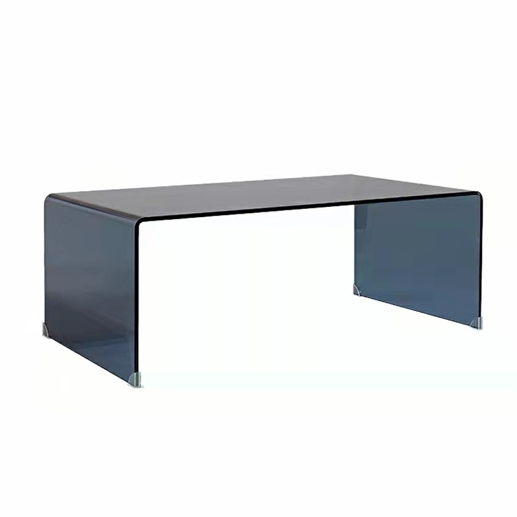 Wholesale Modern Luxury Living Room Clear 8/10/12 mm Square Tempered Bent Glass Center Coffee Table