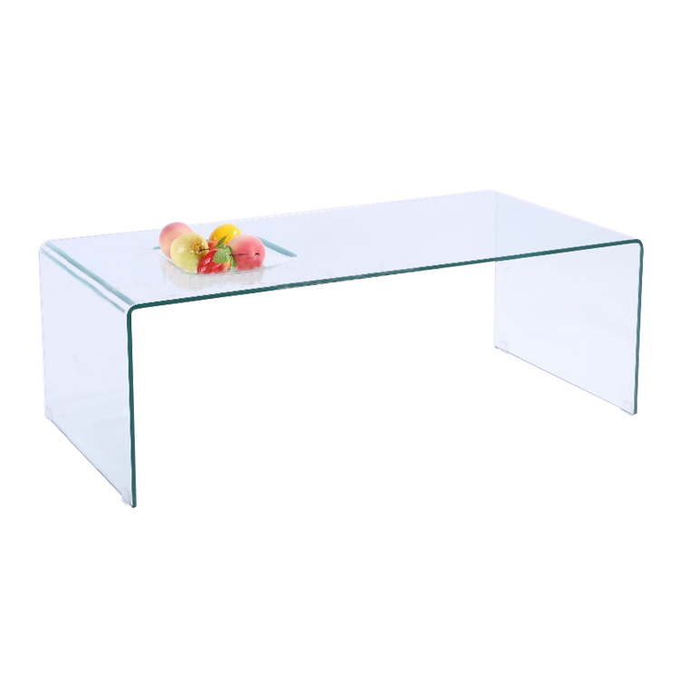 Wholesale Modern Luxury Living Room Clear 8/10/12 mm Square Tempered Bent Glass Center Coffee Table