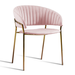 French Bistro Chairs Rosa Silla de Terciopelo Pink Velvet Dining Chair