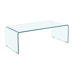 Wholesale Modern Luxury Living Room Clear 8/10/12 mm Square Tempered Bent Glass Center Coffee Table