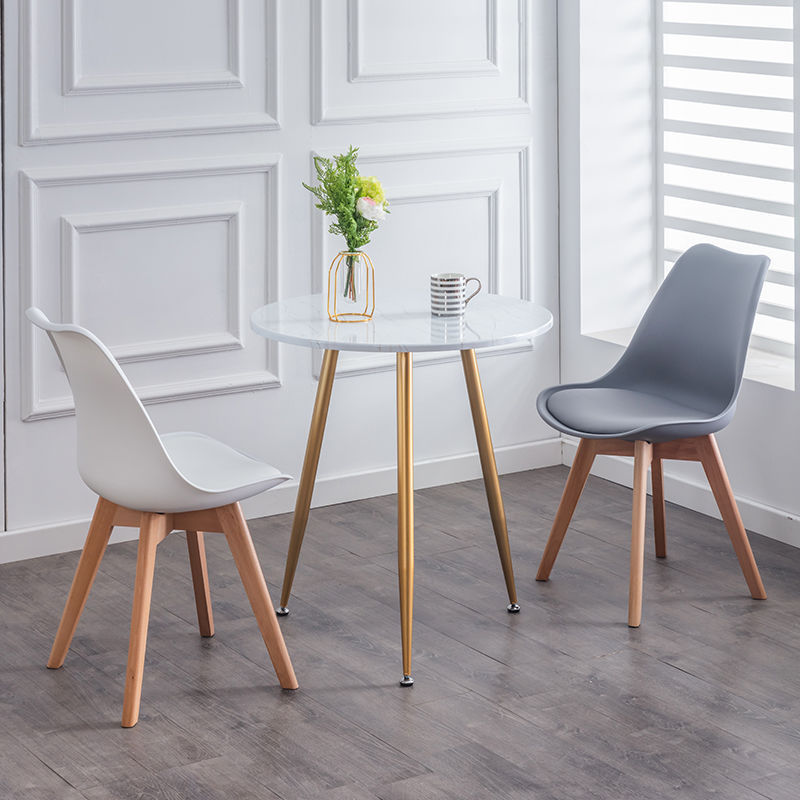 Wholesale PP Plastic Tulip Seat Wooden Legs Dining Chairs