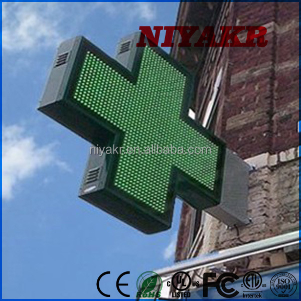 Niyakr Green And Blue Bicolor Led Pharmacy Cross, Animated LED Pharmacy Cross Sign Control Card