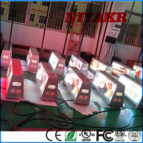 led taxi advertising, outdoor led taxi advertising display/car top roof light box advertising with magnetic base