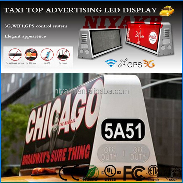 led taxi advertising, outdoor led taxi advertising display/car top roof light box advertising with magnetic base