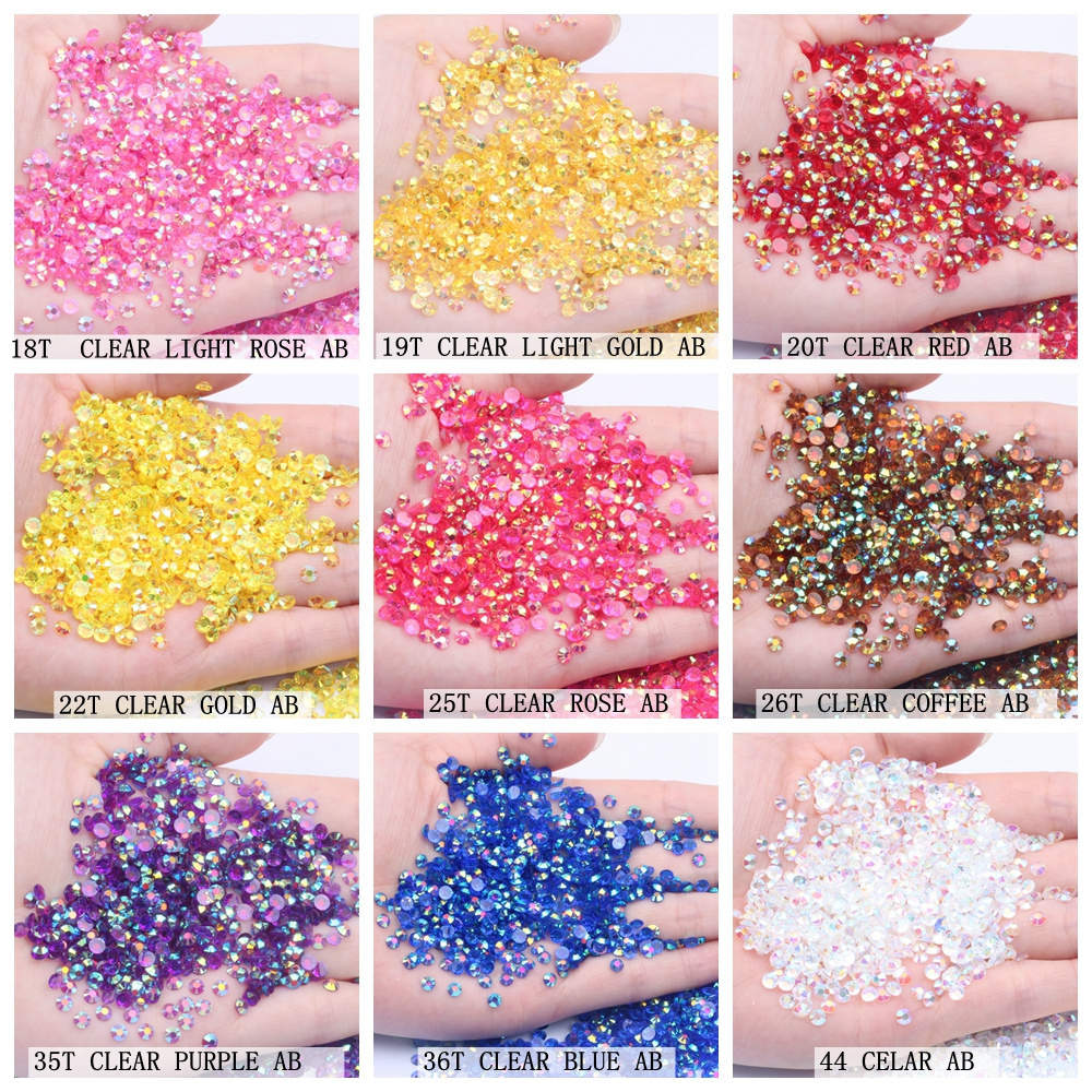 Hot Sale Jelly AB Colors 30000pcs 5mm 3D Nail Gems Flatback Round Glue On Stones  Resin Rhinestones For DIY Garment Decorations