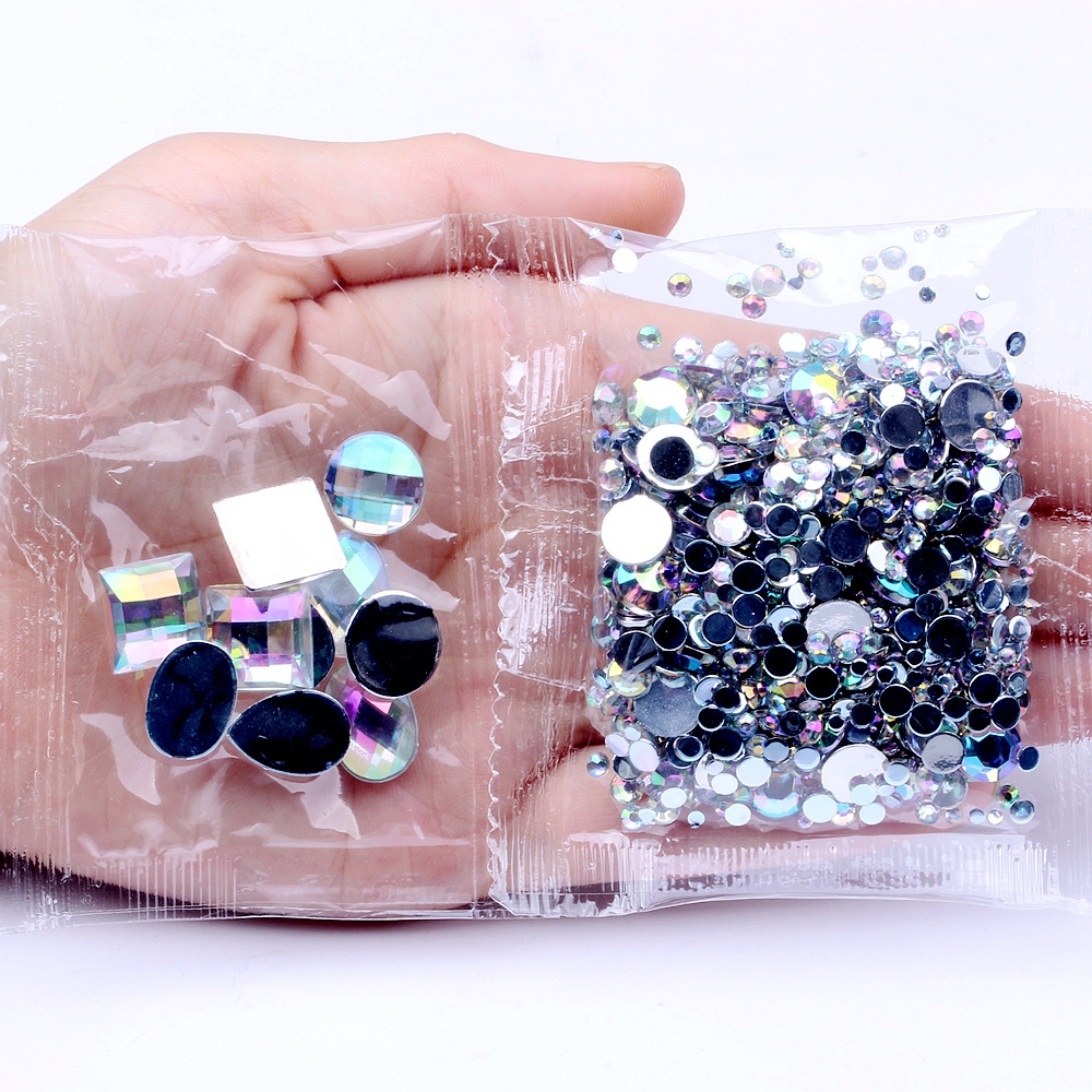 New Style Rhinestones 1000pcs Round Acrylic Non-Hotfix Flat Back Rhinestones Nail Art Stones For Strass Decorations Acrylic Gem