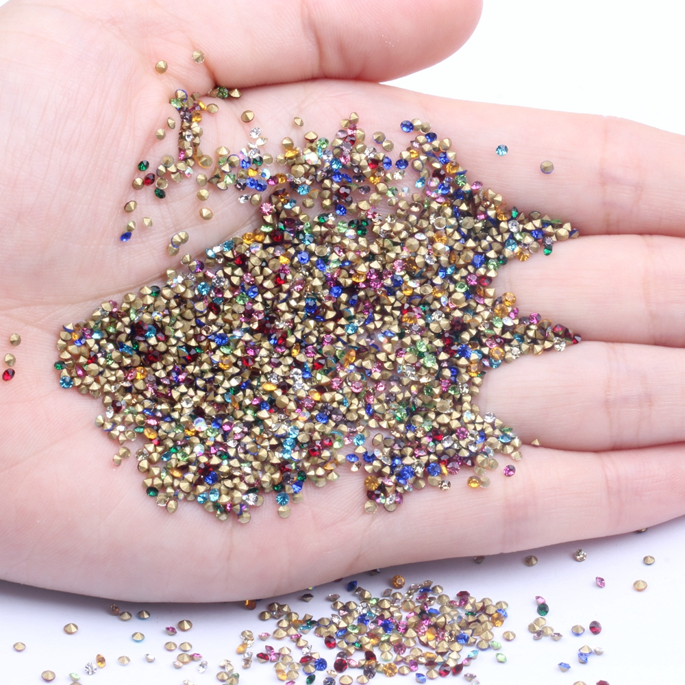 New Style Shiny Glass Rhinestones Many Colors ss2-ss6 28800pcs Mini Pointback Stones Loose Strass Bead DIY Nail Art Decorations