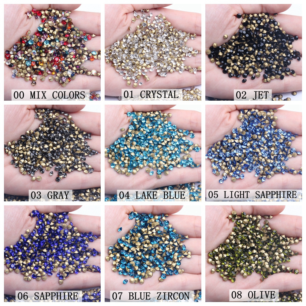 New Style Shiny Glass Rhinestones Many Colors ss2-ss6 28800pcs Mini Pointback Stones Loose Strass Bead DIY Nail Art Decorations