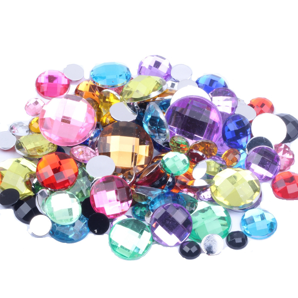 New Style 8mm 500pcs Acrylic Flat Back Round Earth Facets Many Colors DIY Nail Art Rhinestone Glue On Beads Acrylic Gem