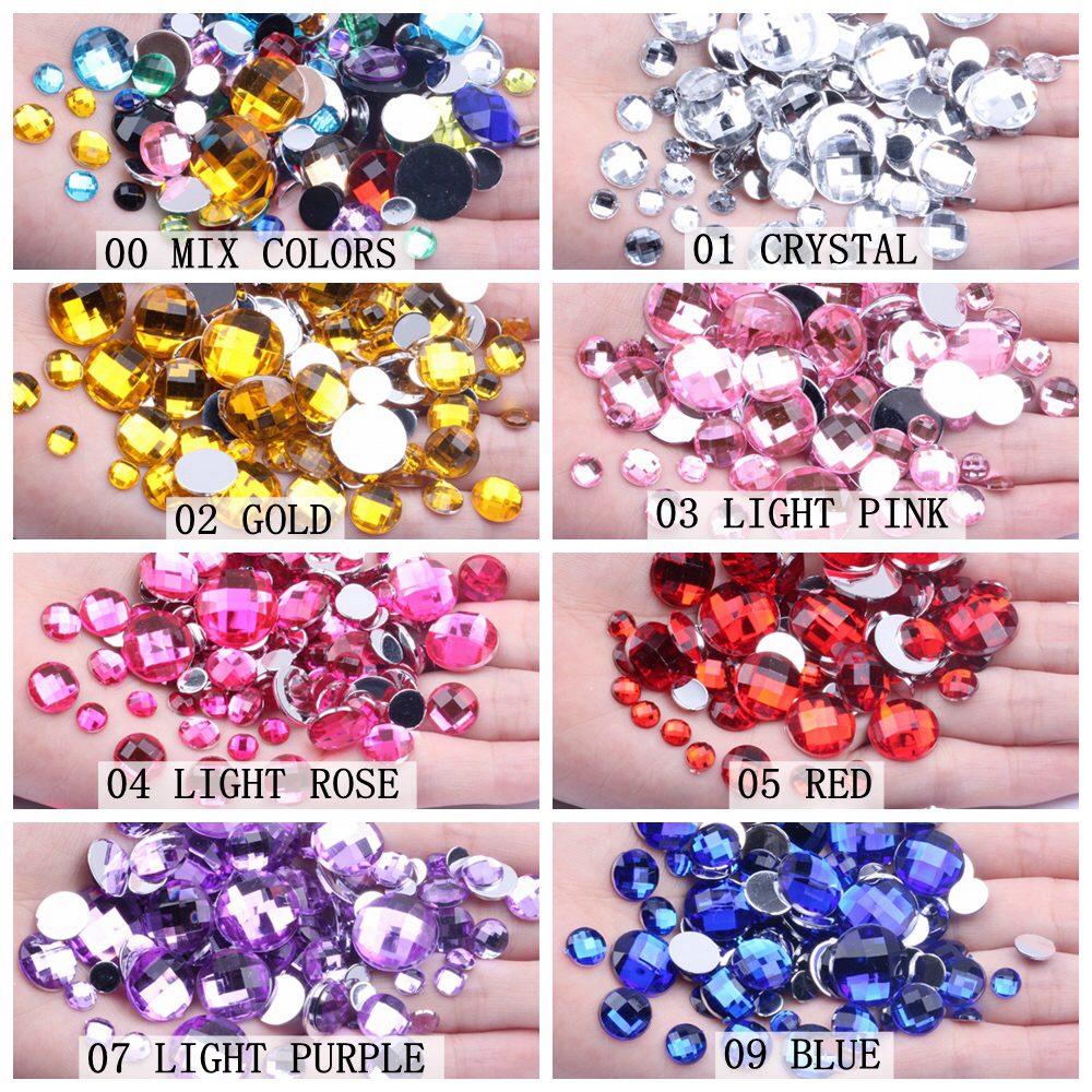 New Style 8mm 500pcs Acrylic Flat Back Round Earth Facets Many Colors DIY Nail Art Rhinestone Glue On Beads Acrylic Gem