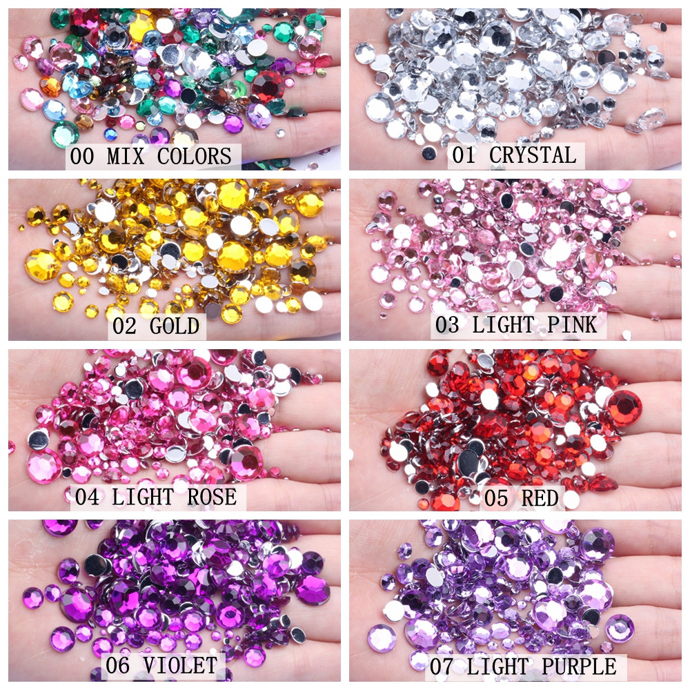 Hot Sale Flatback Facets Many Colors Glue On 5mm 150pcs Acrylic Rhinestones For Crystal Stones DIY Nail Art Bridal Applique