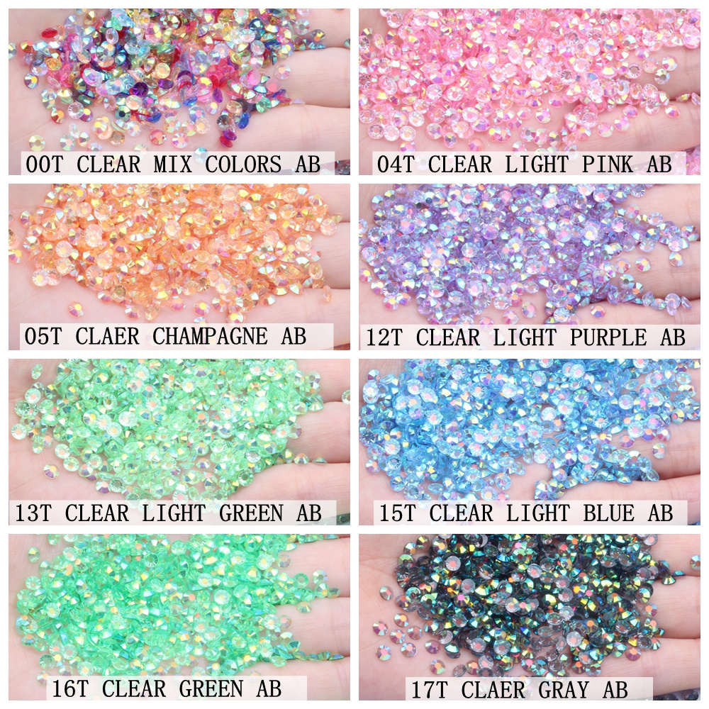 Hot Sale Jelly AB Colors 30000pcs 5mm 3D Nail Gems Flatback Round Glue On Stones  Resin Rhinestones For DIY Garment Decorations