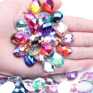 Hot Sale 500pcs 13x18mm Oval Shape Earth Facets Acrylic Bulk Crystals Rhinestones Flatback Glue On Bridal Applique Acrylic Gem