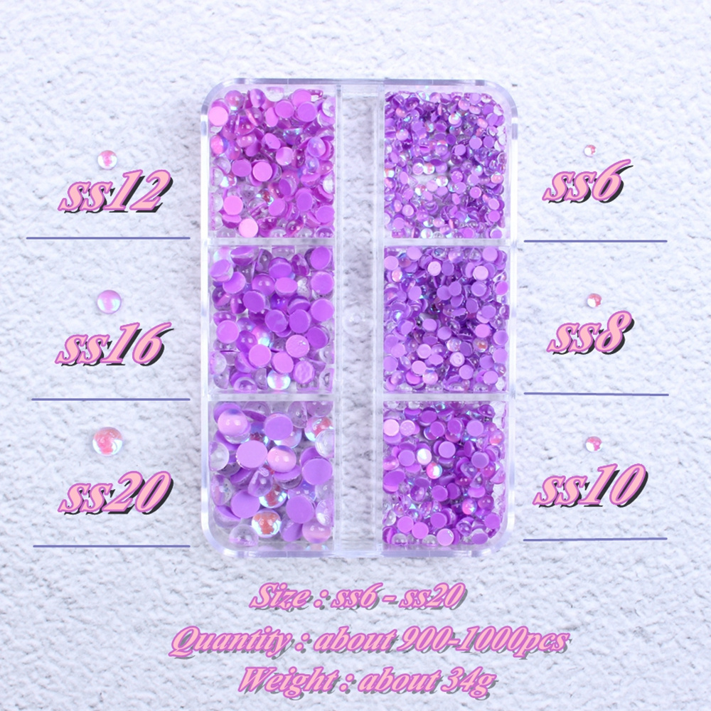 New Aurora Candy Colors Mermaid Nail Beads Crystal Rhinestones Six Gird Flatback Round Glue On Strass Stones DIY 3D Nail Art