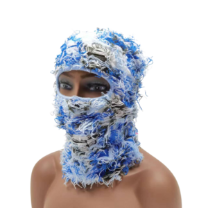 Wholesale Distressed Camo Balaclava Designer Knitted Ski Mask One Hole Knit Full Face Cover Grassy Balaclava Custom Logo