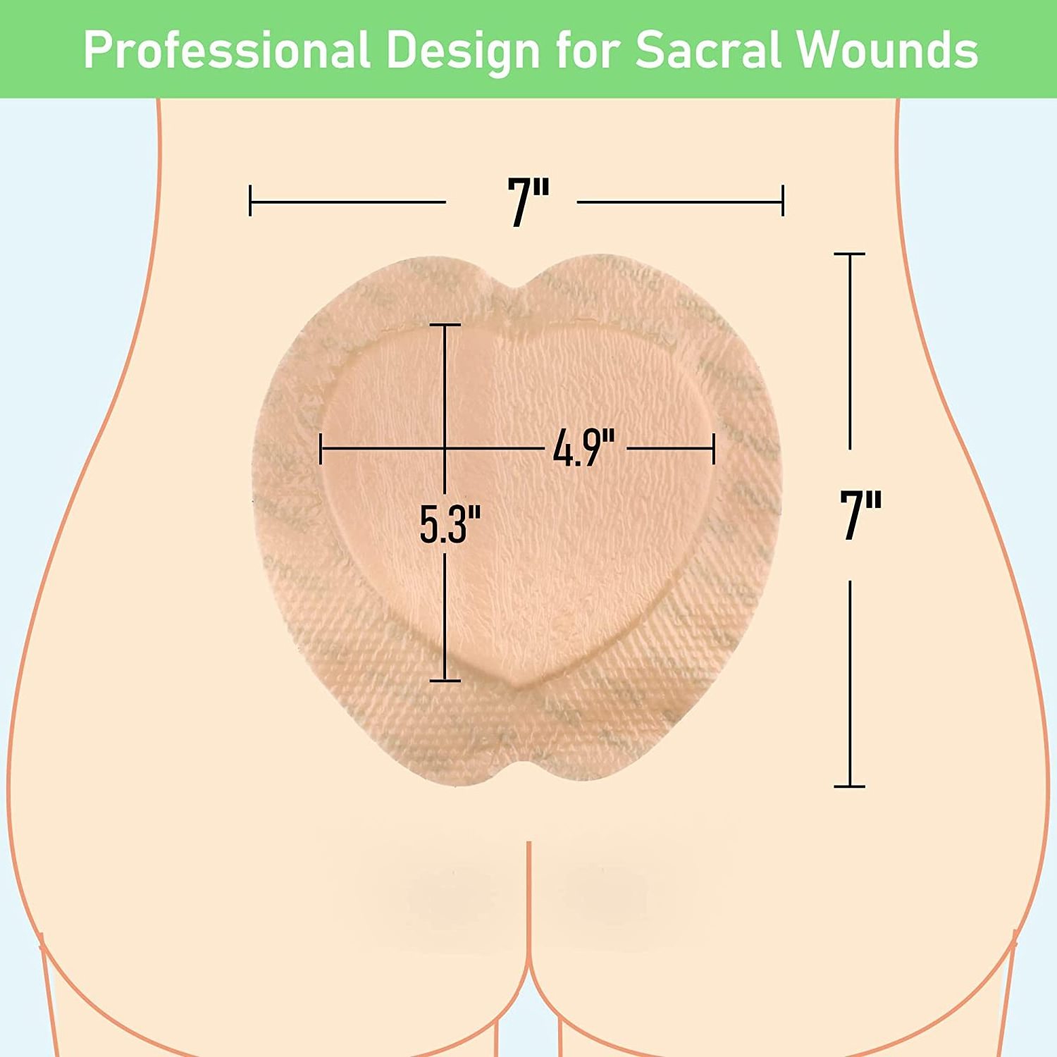 Silicone - Sacral Bordered Silicone Adhesive Foam Wound Dressing, Bed Sore Treatment Bandage for Sacrum