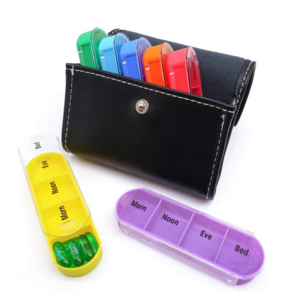 weekly pill organizer colorful ECO-friendly Food grade plastic Pill Box office outdoor