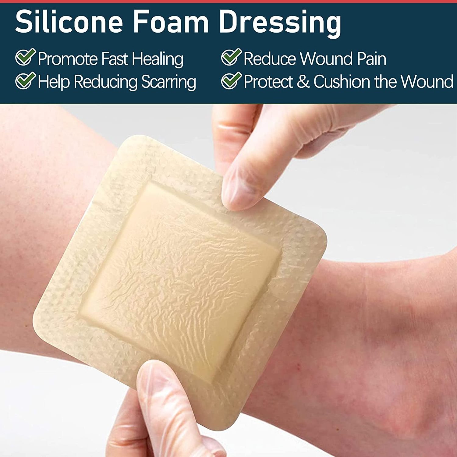 Waterproof Wound Dressing with Gentle Border,High Absorbency,Silicone Foam Dressing