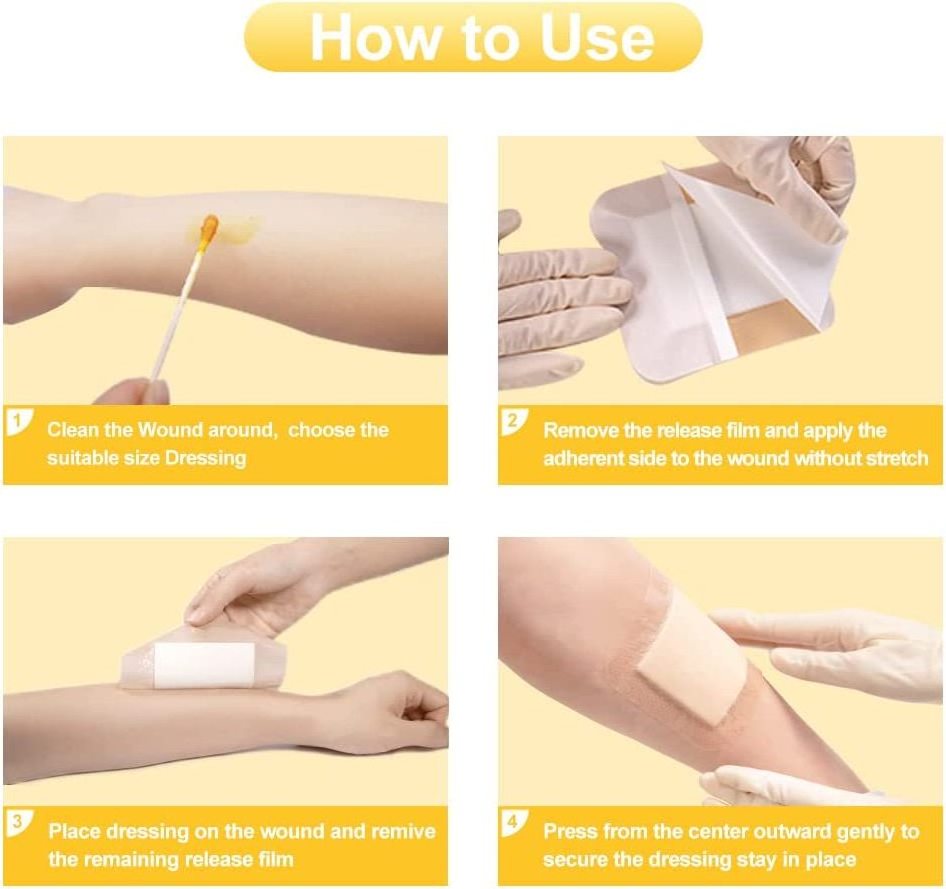 Waterproof Wound Dressing with Gentle Border,High Absorbency,Silicone Foam Dressing