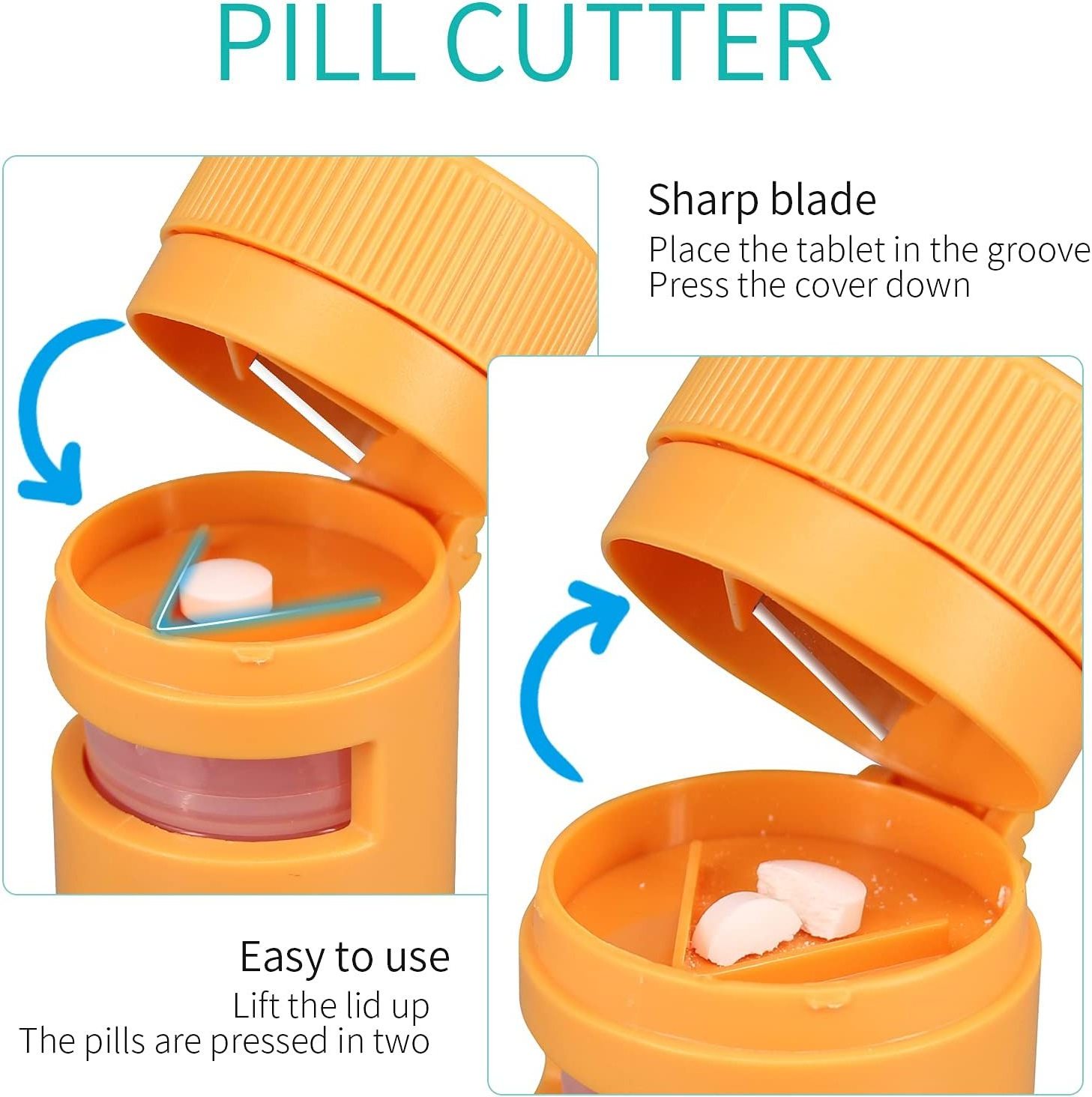 3 in 1 Portable Pill Cutter  Crusher Weekly Pill Organizer for Small Or Large Pills for Travel