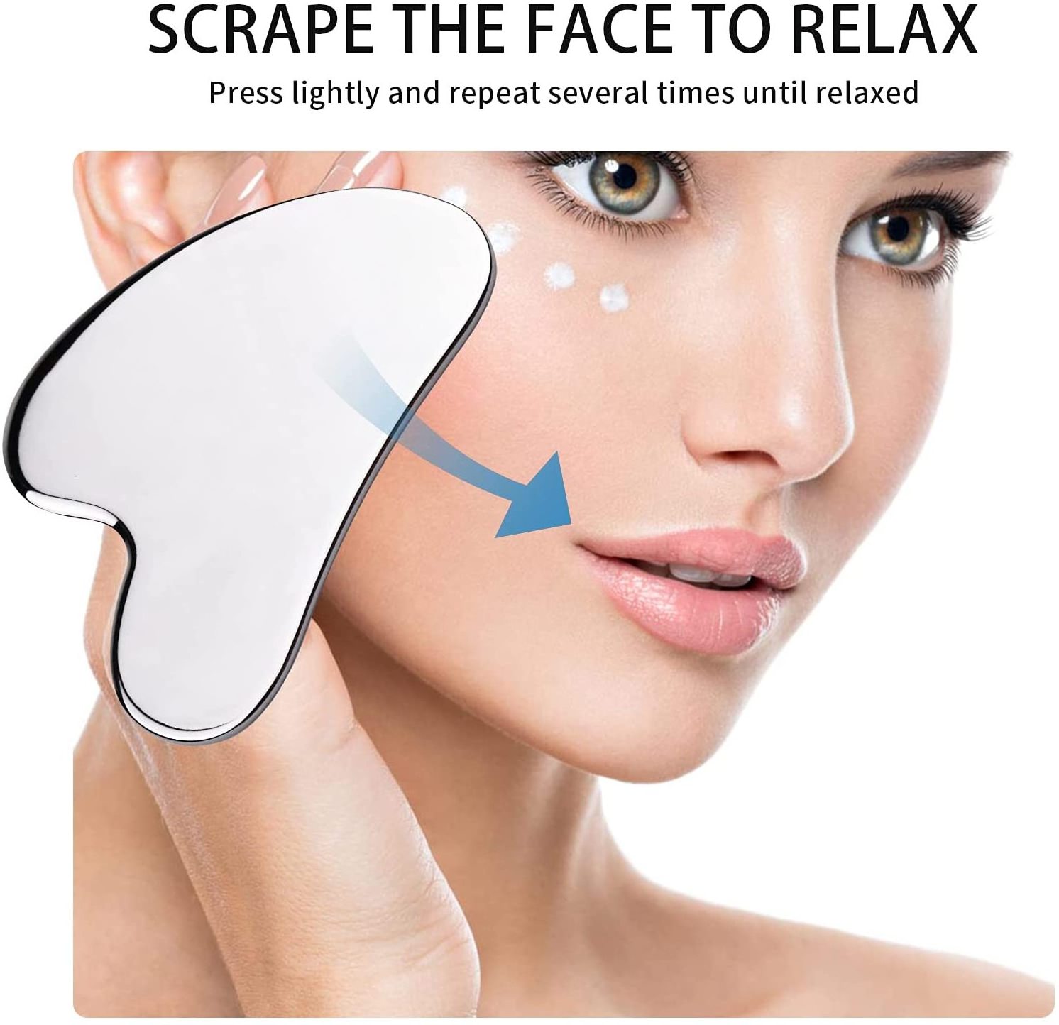 Scraping Massage Tool for Anti-Wrinkle and -Aging OEM shapes and labeling Stainless Steel Gua Sha