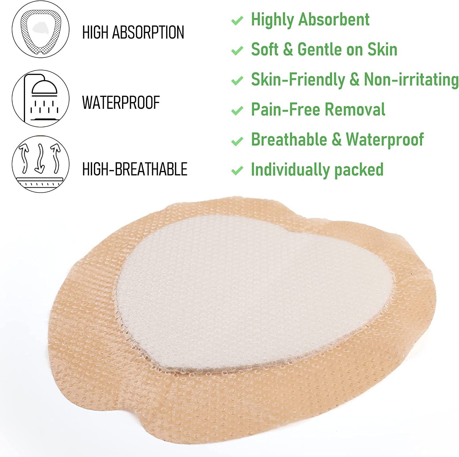 Silicone - Sacral Bordered Silicone Adhesive Foam Wound Dressing, Bed Sore Treatment Bandage for Sacrum