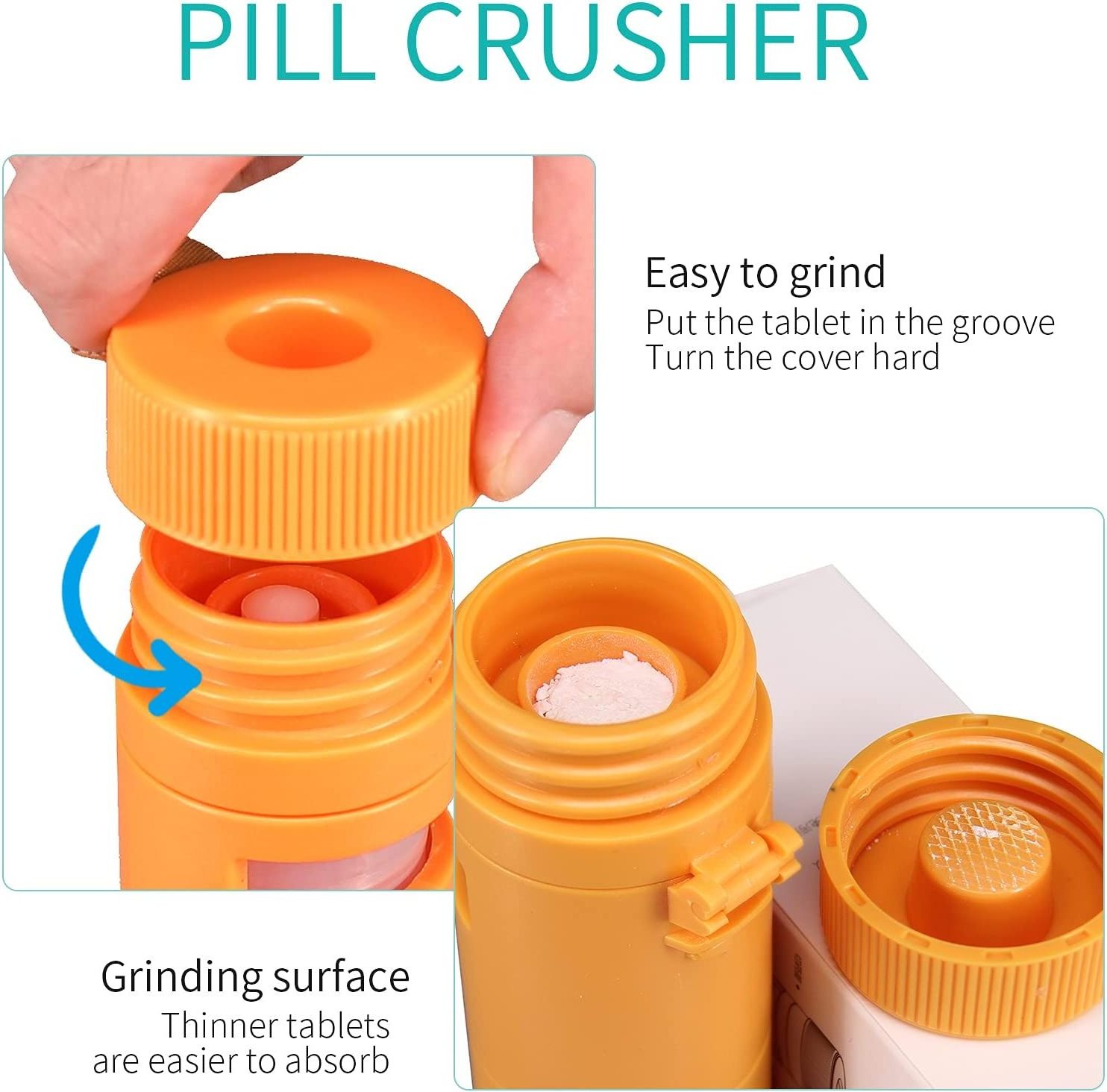 3 in 1 Portable Pill Cutter  Crusher Weekly Pill Organizer for Small Or Large Pills for Travel