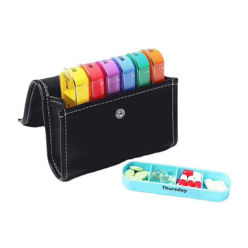 weekly pill organizer colorful ECO-friendly Food grade plastic Pill Box office outdoor