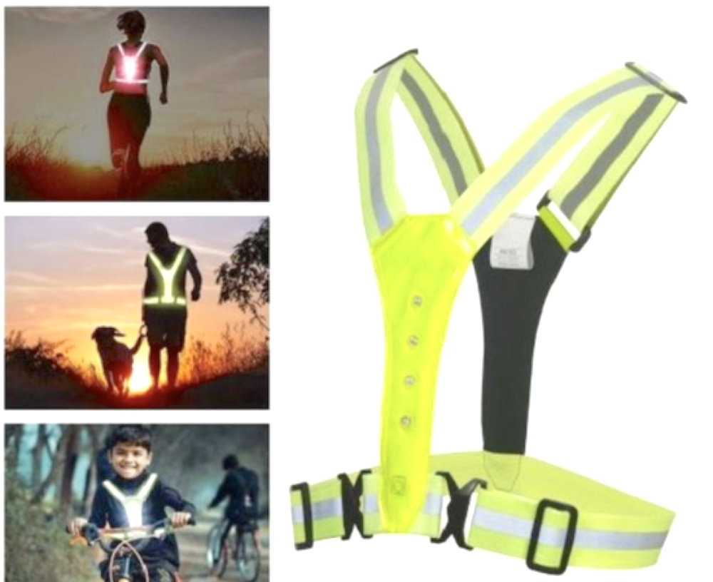 Unisex Adjustable Elastic outdoor Gear Reflective Running  LED Safety  Belt For Night Walkers Bikers