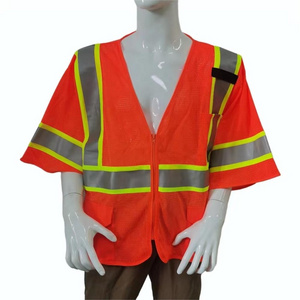 Wholesale Hi Vis Safety Vest Engineer Security Reflective Orange Safety Vest For Construction With Pocket