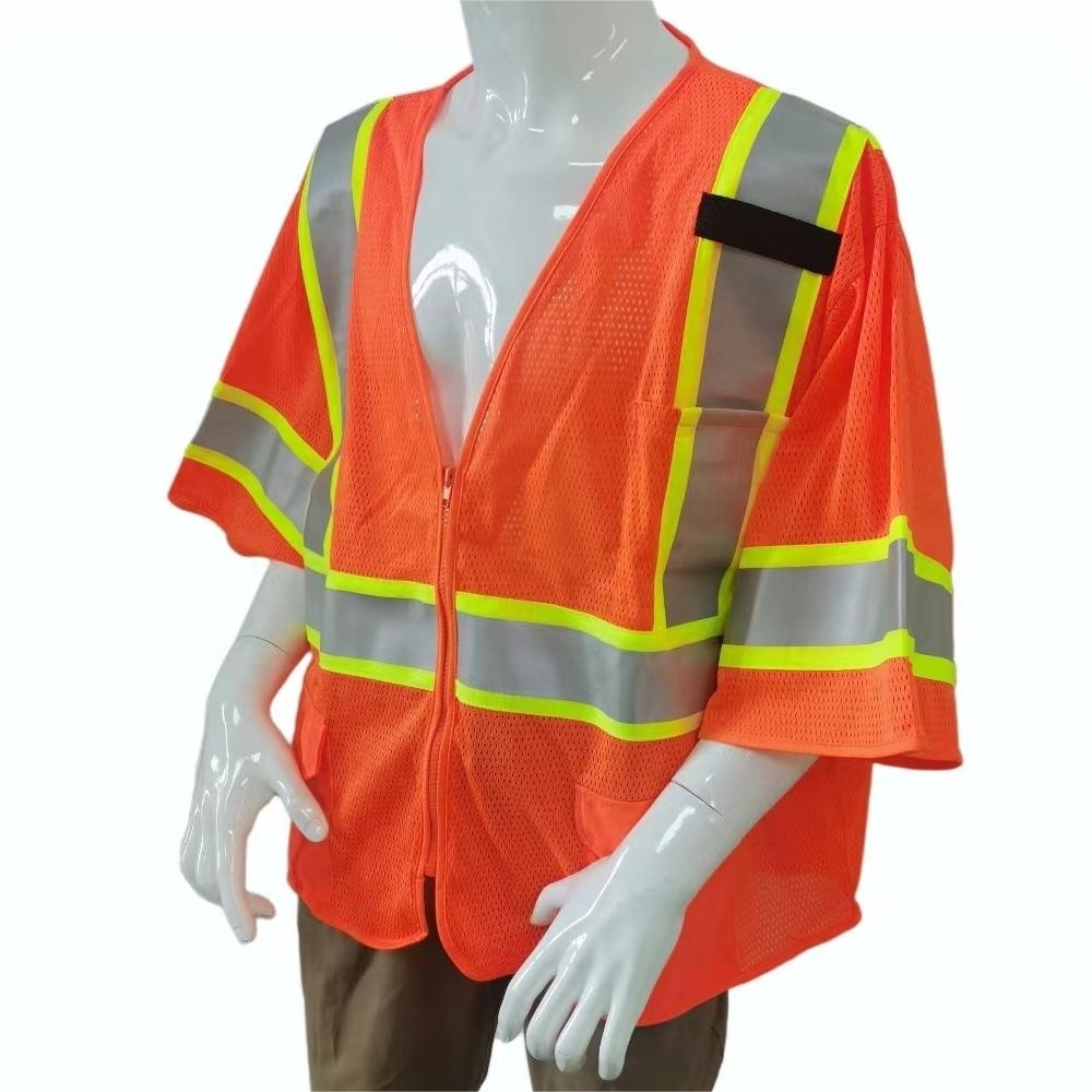 Wholesale Hi Vis Safety Vest Engineer Security Reflective Orange Safety Vest For Construction With Pocket