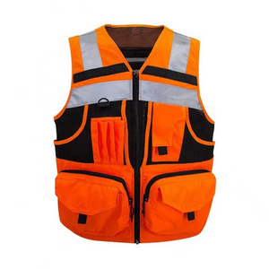 Transportation Municipal Customized Colors Logo Reflective and Oxford Fabric Fluorescent Green Hi Vis Vest