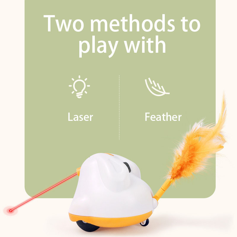 Cat Feather Toy Electric Teaser, Multi Functions Laser And Feather Automatic Pet Toy USB Charger For Indoor